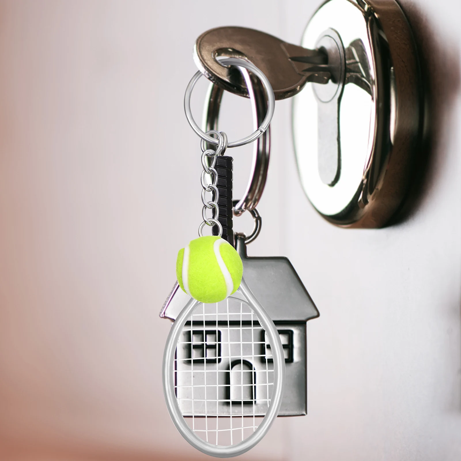 

24Pcs Mini Tennis Racket Keychain Realistic Tennis Colorful Key Lightweight Gift for Tennis Players