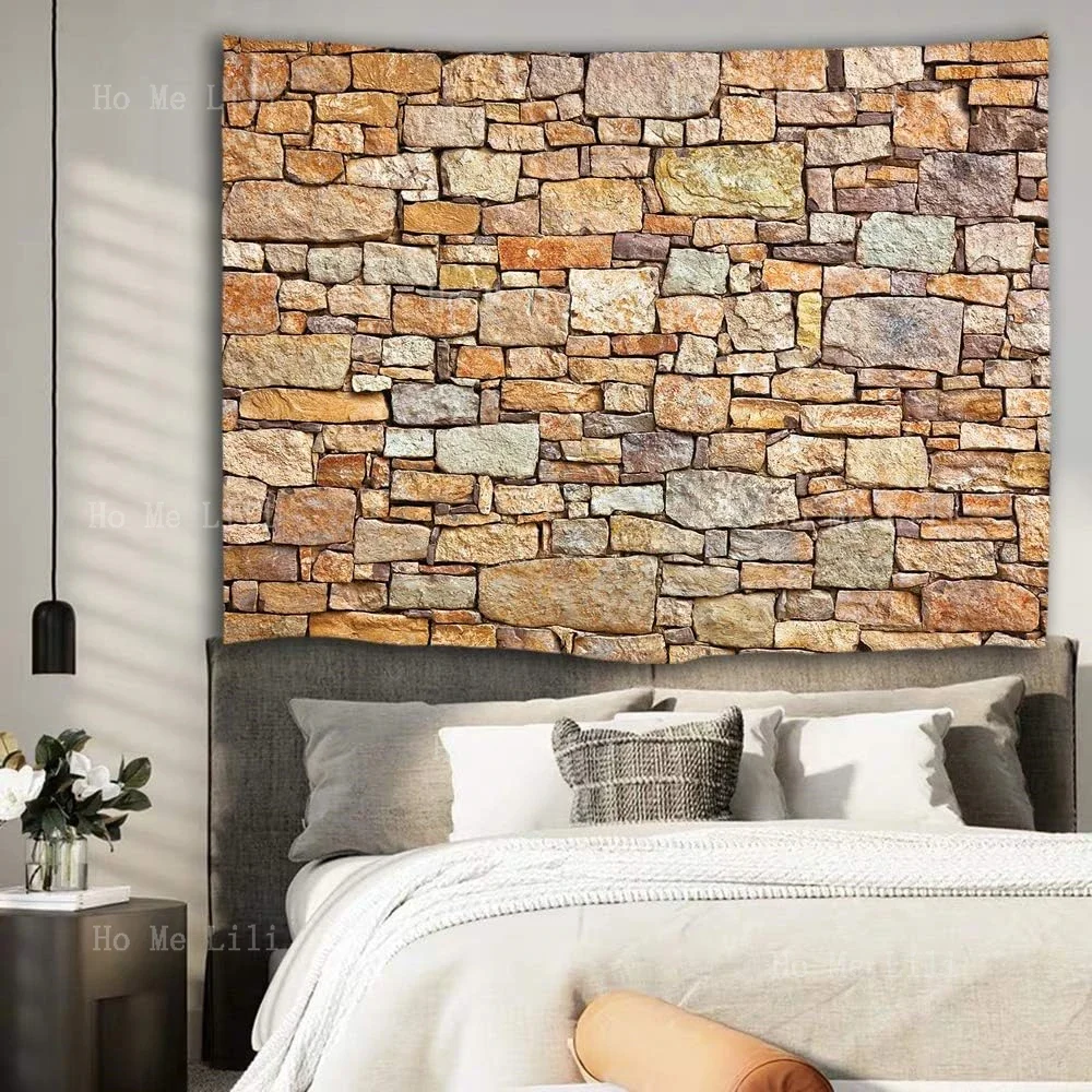 Yellow Brick Vintage Stone Countryside Tapestry Wall Hanging For Livingroom Bedroom Dorm Home Decor