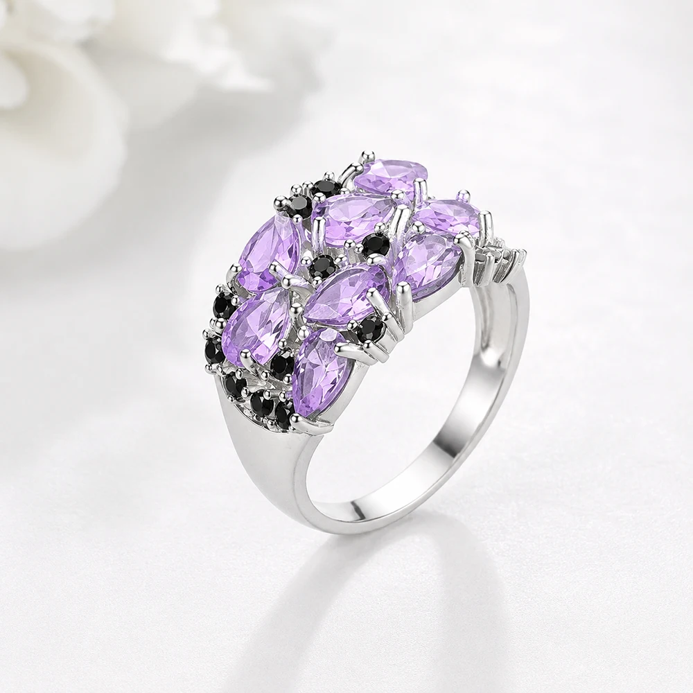 Luxury 925 Sterling Silver Natural Brazil Amethyst February Birthstone Fine Jewelry For Women'S Anniversary Gift