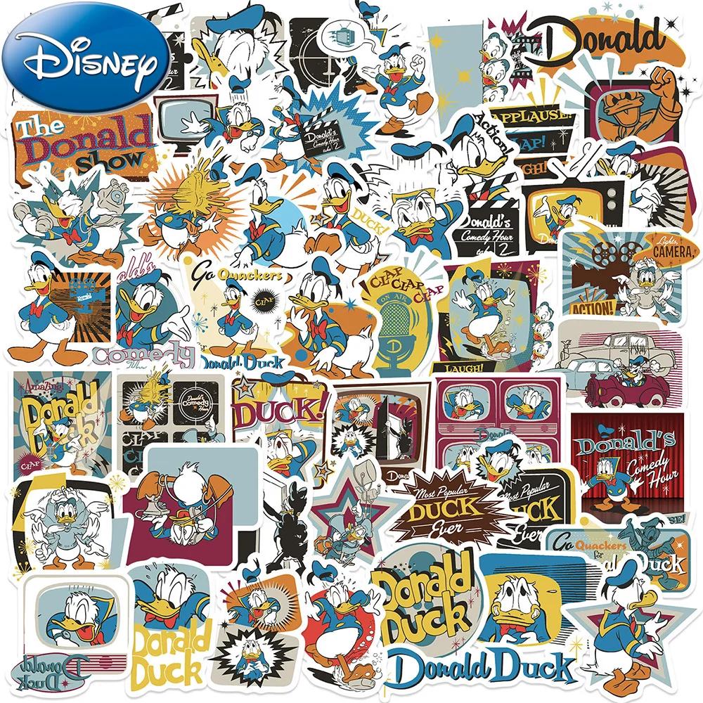 

10/30/50pcs Disney Anime Funny Donald Duck Stickers Cute Cartoon Graffiti Decals DIY Stationery Fridge Phone Waterproof Sticker