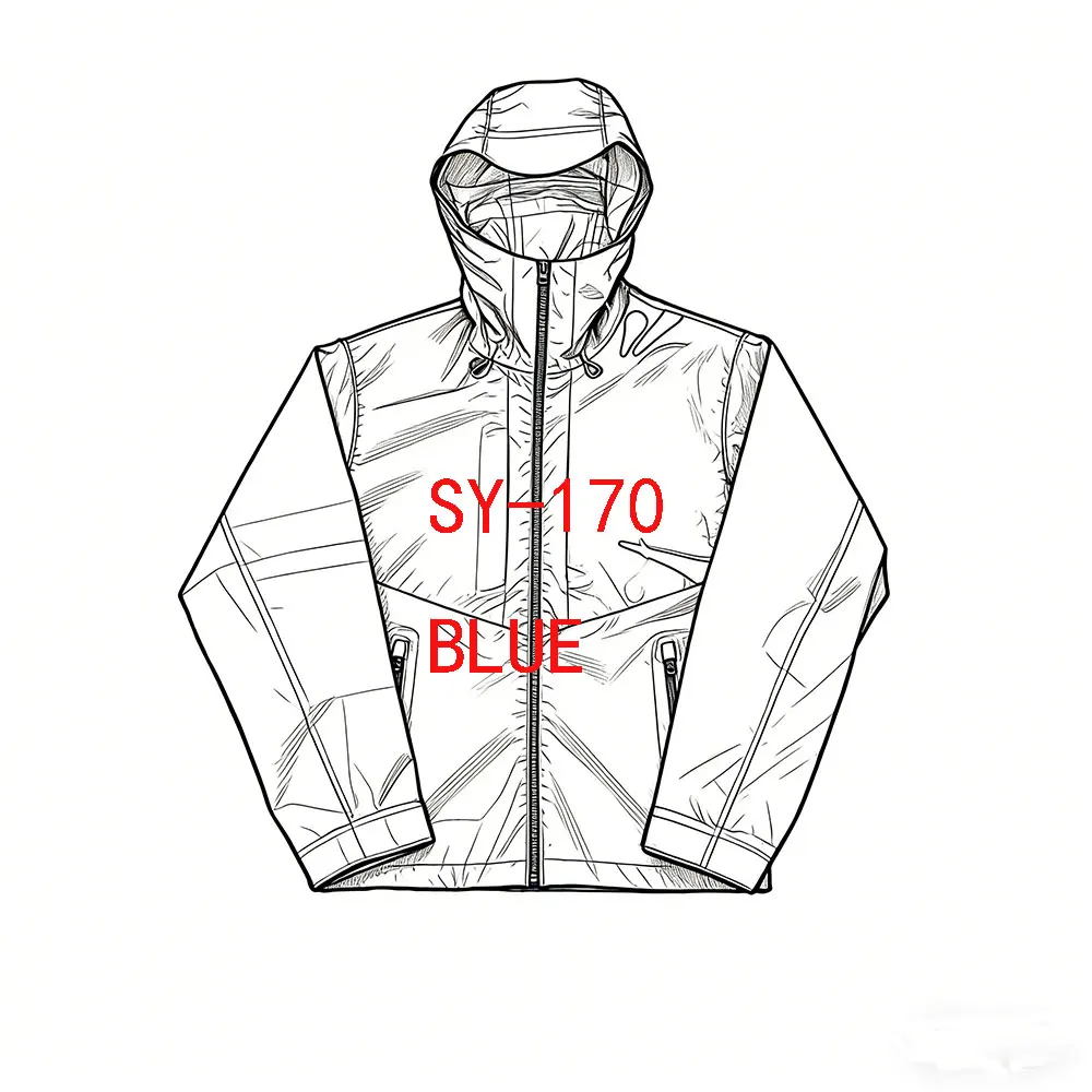 

SY-170 Men's Cotton Tracksuit with Hooded Windbreaker, Windproof Jogging Top, New Style Jacket (Blue)