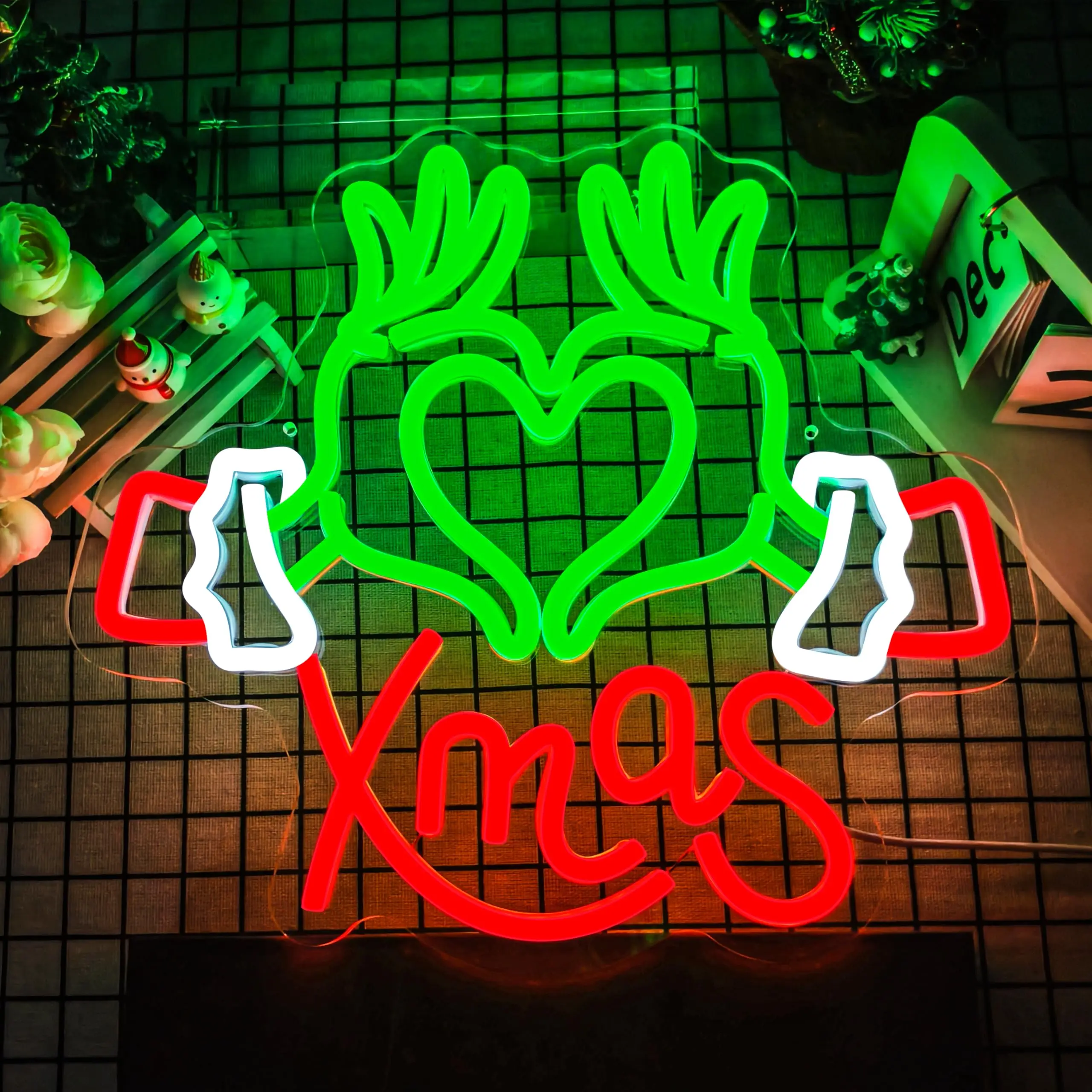 クリスマスネオンサイン-usb電源調光可能ledライトサイン-壁装飾-クリスマスパーティー-寝室-子供へのギフト-冬のホーム用