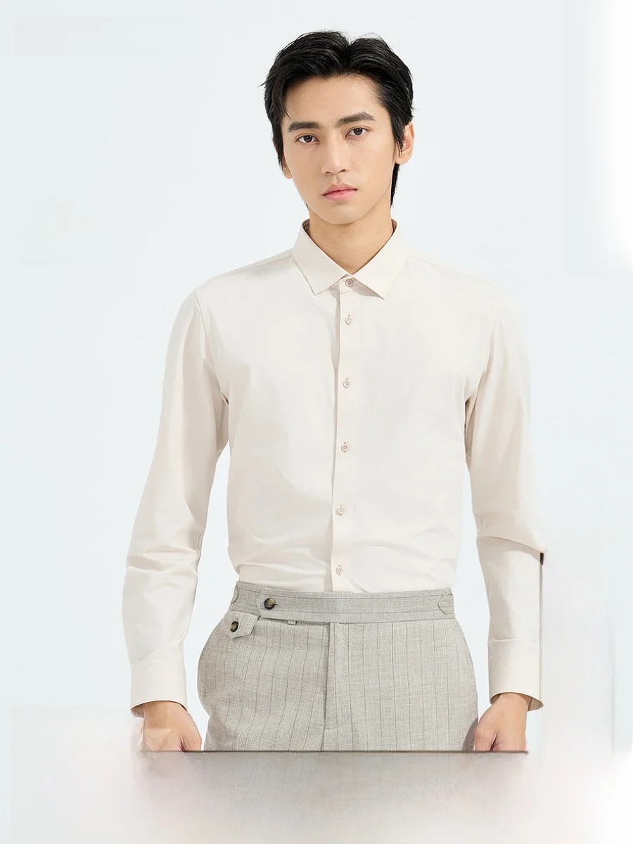 Lilanz Modal Long Sleeve Shirt Men's Spring Fashion Casual Style Standard Fit Polyester Lycra Modal Celanese Fiber Button up
