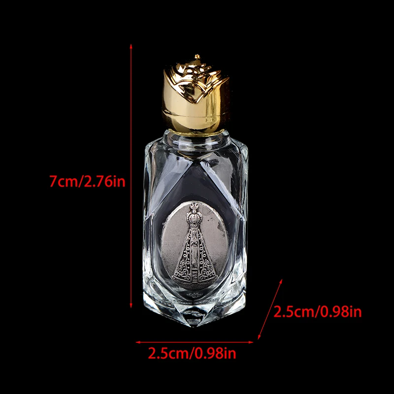 1Pc Portable Catholic Holy Water Bottle Golden Christian Virgin Sculpture Design for Holding Holy Water