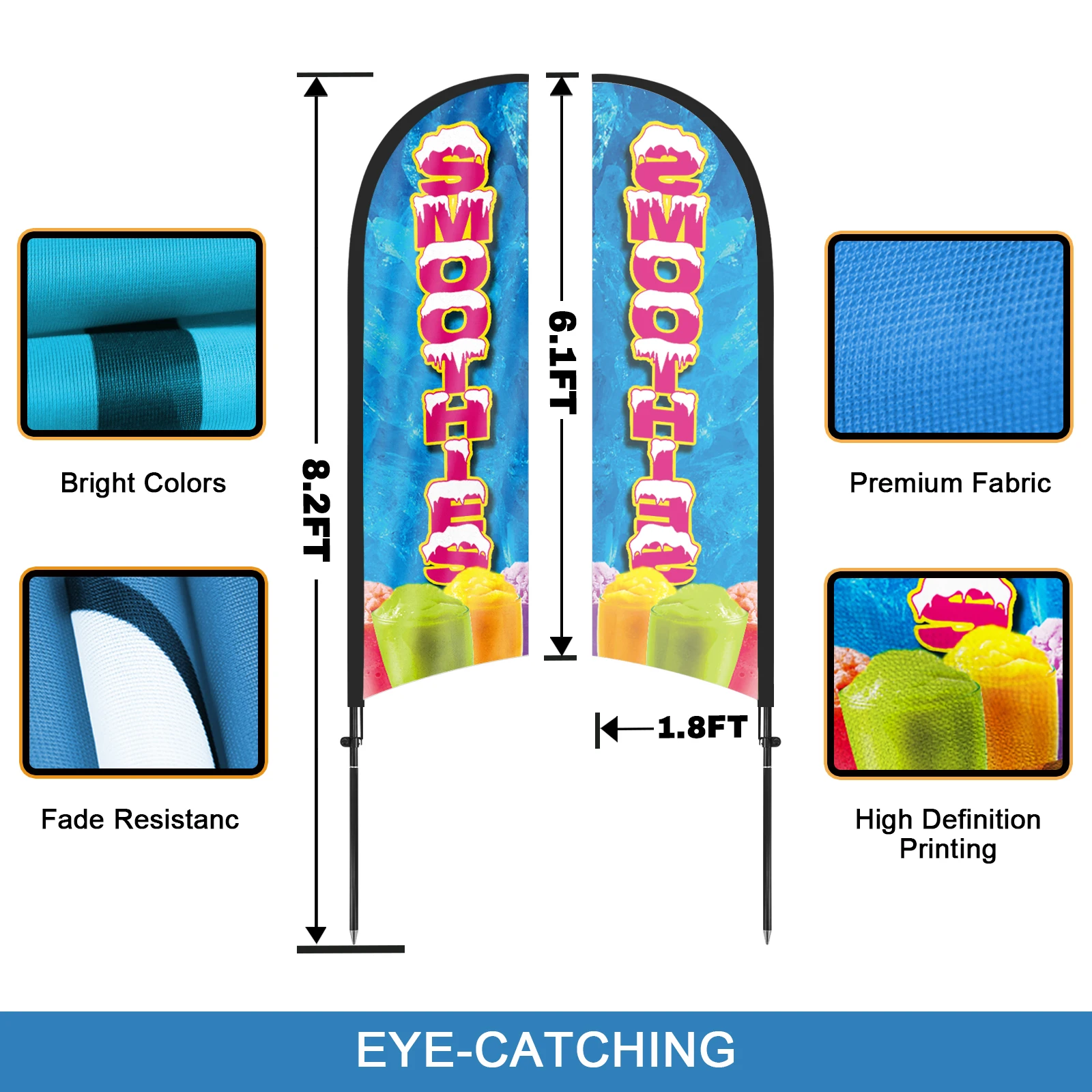 Imagem -03 - Fsflag-bandeira The Smoothies Feather com Flagpole Banner Publicitário Exterior Decoração para Empresas e Lojas 280cm 1pc