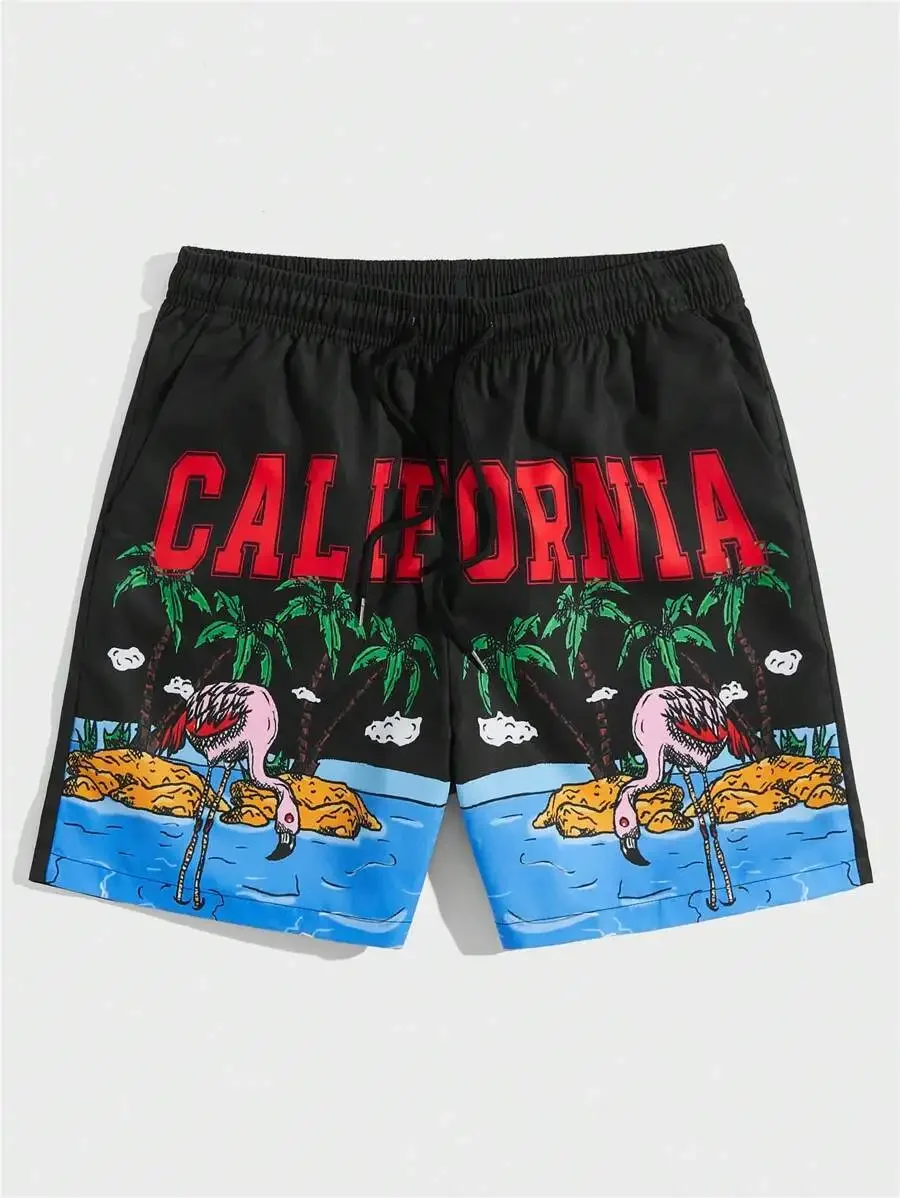 Summer Hot-selling California Pattern Shorts Quick-drying Sports Beach Vacation Shorts Fashion Quick-drying Leisure Shorts Moto