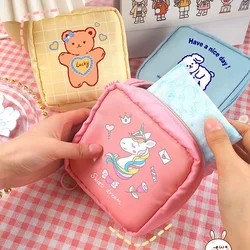 （Inventory Clearance）Cartoon Sanitary Napkin Bag Girl Travel Mini Makeup Bags Korea Card Lipstick Earphone Storage Bag Random