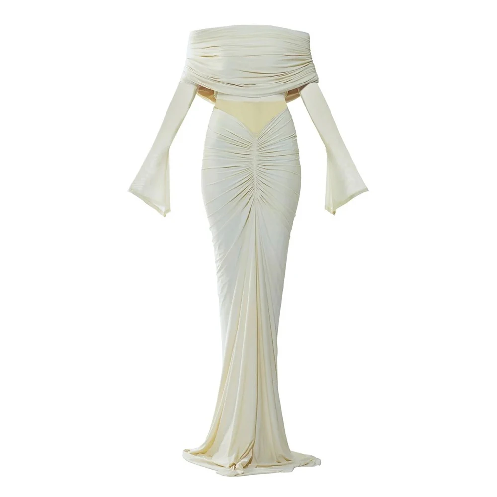 فساتين نسائية أنيقة بقماش شفاف وأكمام طويلة متدرجة فساتين ماكسي للسهرة وحفلات الكوكتيل وحفلات الزفاف حورية البحر فستان طويل #6