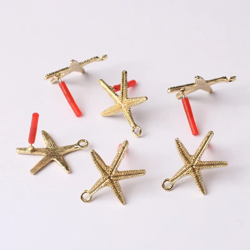 10pcs Starfish Earring Base Golden Color Star Earrings Connectors Stud Earring Settings DIY Earrings for Jewelry Making Findings