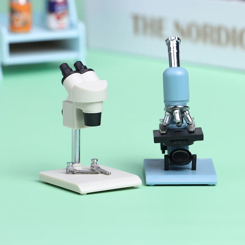 1Pc Dollhouse Miniature Microscope 1/12 Mini Simulation Laboratory Equipment Model Experimental Scene Decor Toy Accessories