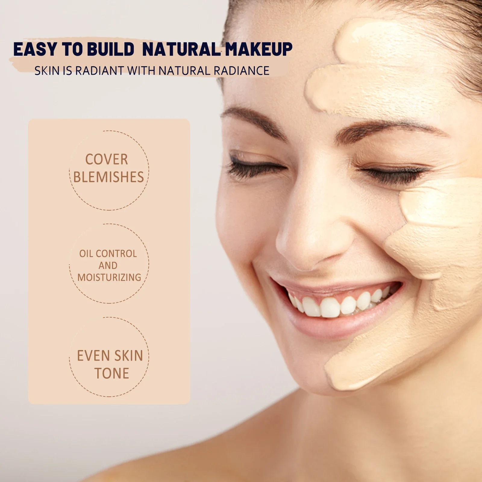 1/2/3pcs CC Cream Foundation Waterproof Brighten Moisturizing Foundation Concealer Oil-Control Long Lasting Spf 50 Makeup