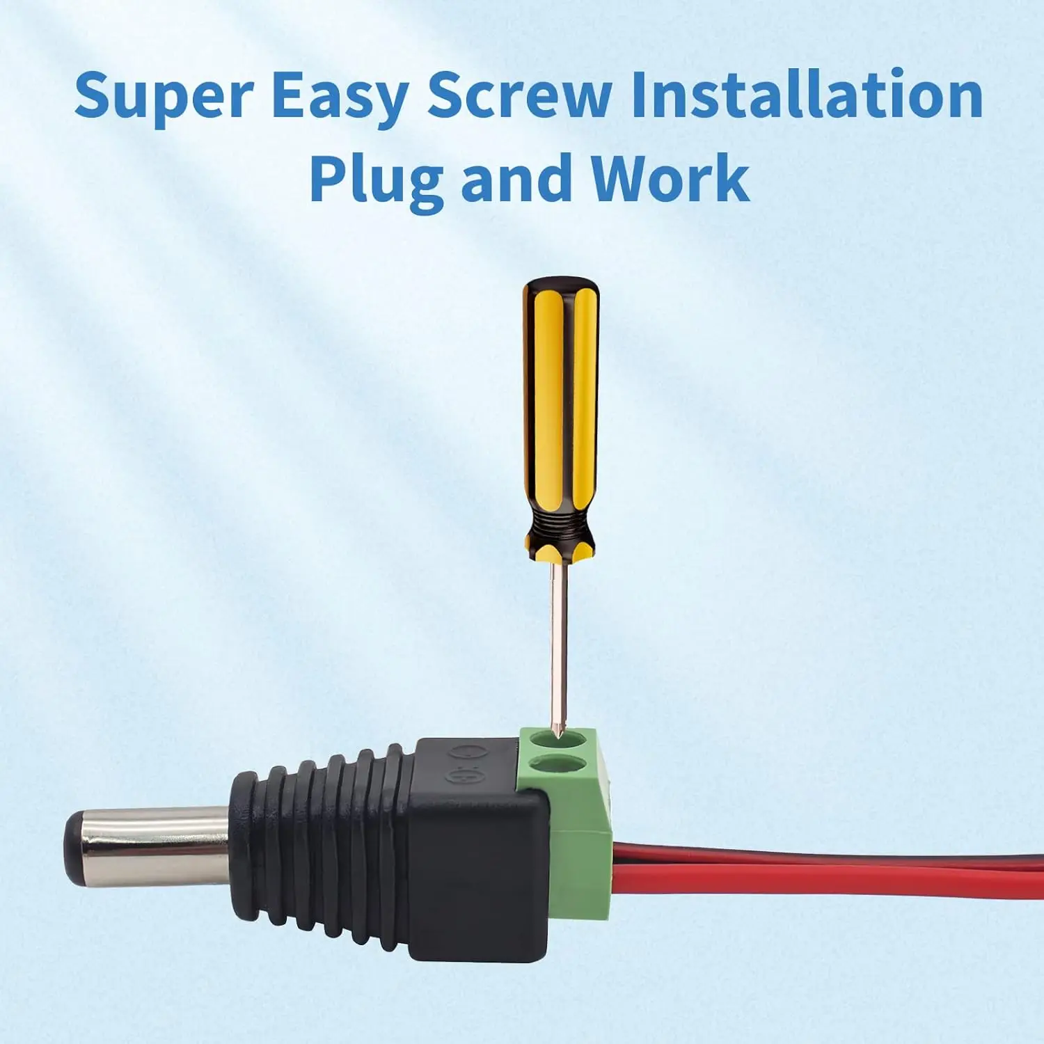 DC Power Jack Plug Adapter Barrel Connector 20 Pairs 12V Male and Female 2.1 x 5.5mm for CCTV Security Camera System, LED Strip