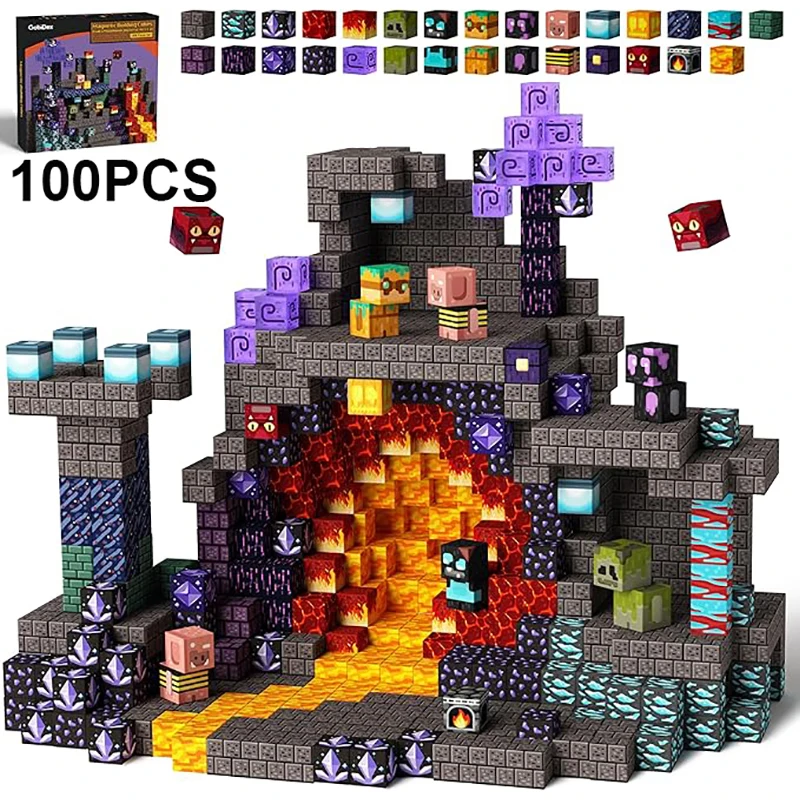 100-300 stuks magnetische tegels bouwstenen set, mijn wereld figuren blokken, STEM educatief speelgoed voor kinderen van 3-10 jaar, jongens meisjes cadeaus