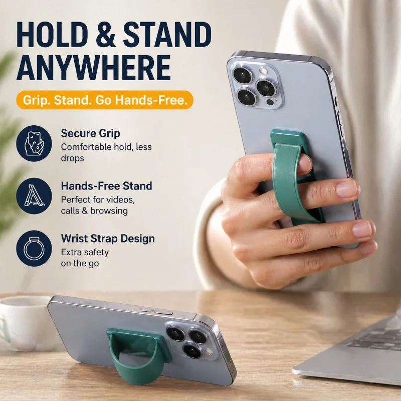 

Slide Type Back Mount Phone Stand Retractable Wristband Buckle Holder Self-adhesive Desktop Fastener Bracket Stretchable