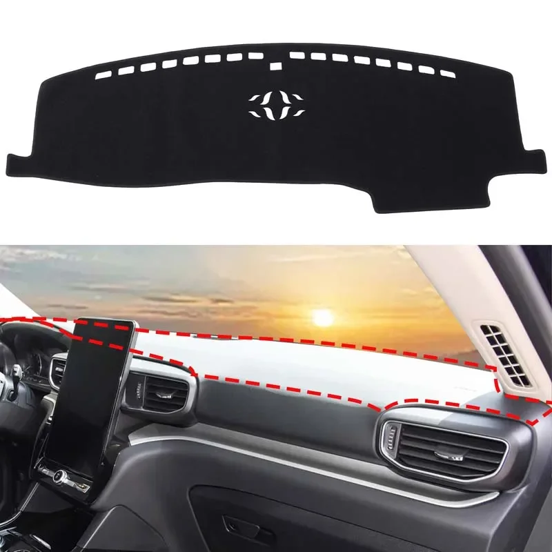 

1Pcs Polyester Black For Ford Explorer 2020-2023 Car Styling Car dashboard sunscreen pad car interior protection accessories LHD