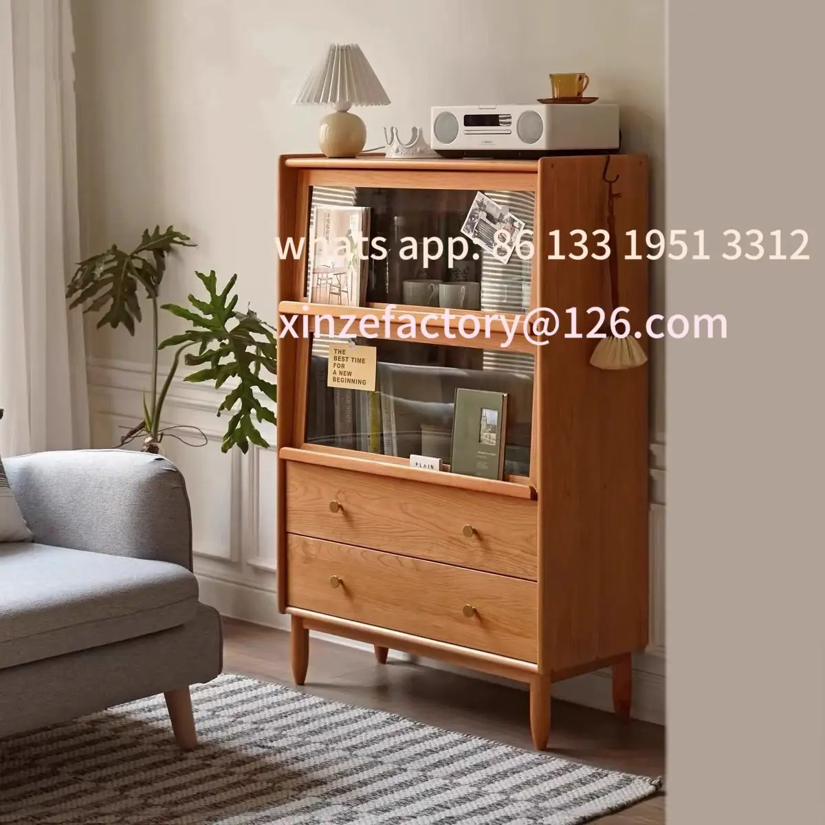 

Customizable Nordic Solid Wood Bookcase Magazine Cabinet Locker Japanese Simple Storage Bookshelf Living Room Sofa