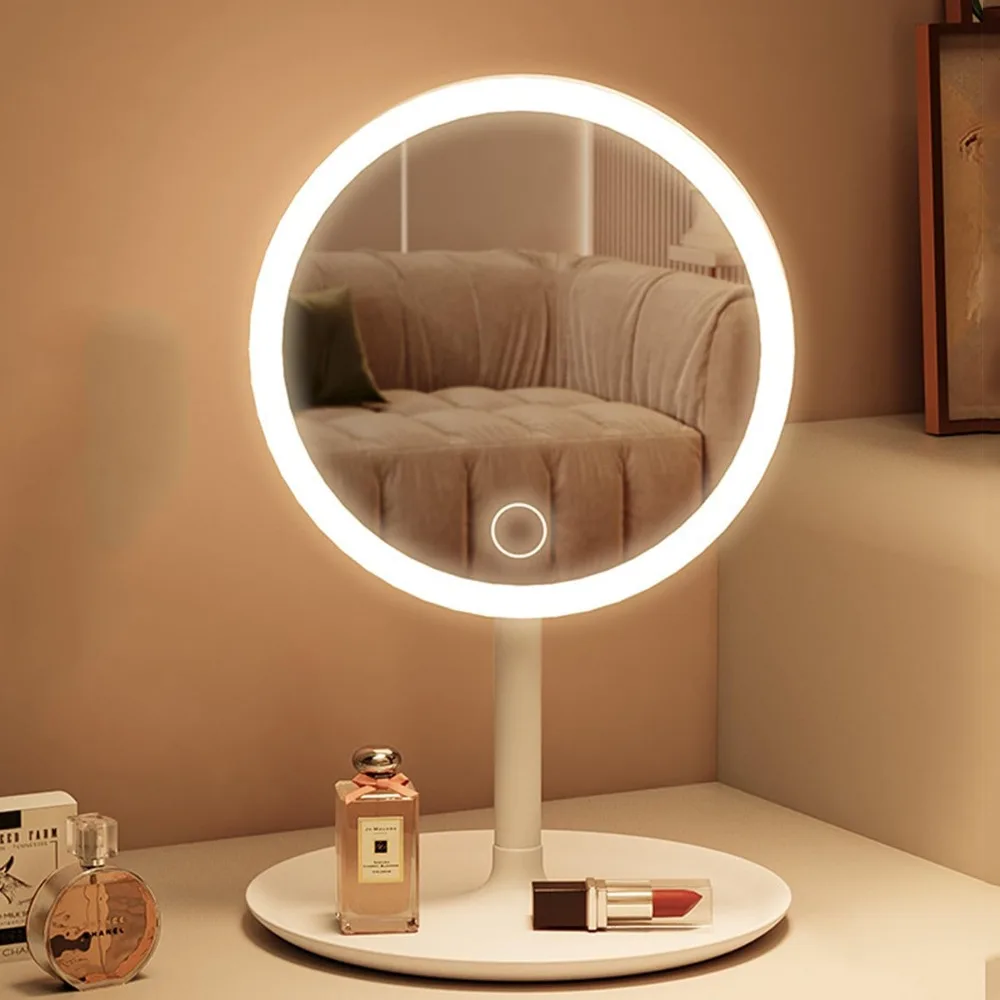 مرآة مكياج LED 3 ألوان 270 °   مرآة مستحضرات التجميل القابلة لإعادة الشحن عبر USB، مرآة زينة لسطح المكتب قابلة للتعديل