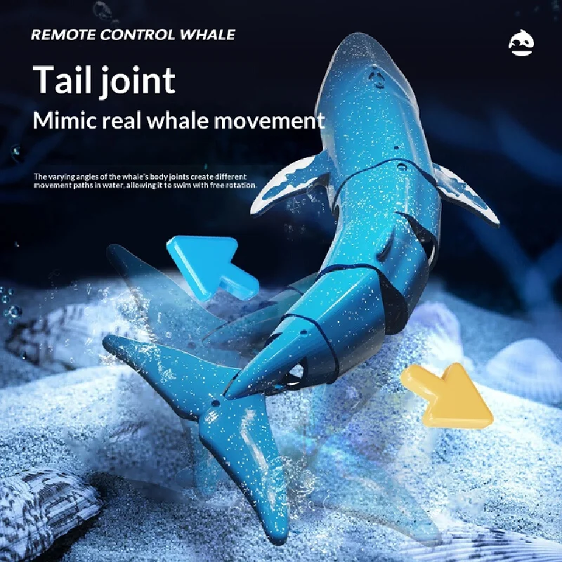 Electric Simulated Rc Whale Remote Control Fish, Diving & Water Spray Design, Underwater And Surface Water Play Marine Model Toy