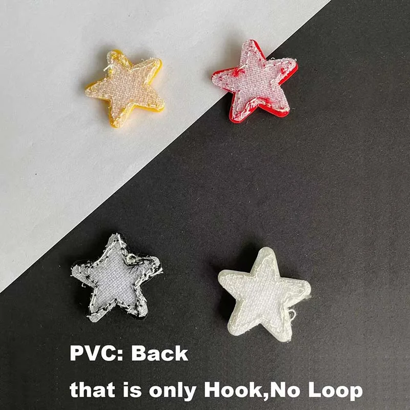 3*3CM/ PVC Rubber Small Star Hook Patches Military Stickers on Backpack,Stars Clothes Applique Embroidery Hook and Loop Patch