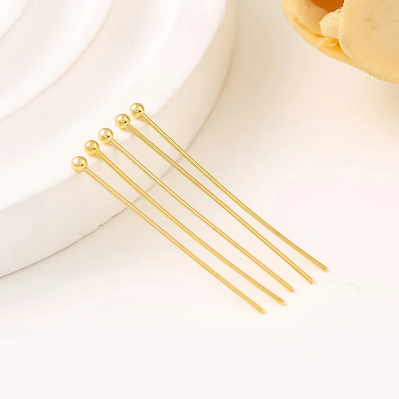 50 teile/los 18K Gold Überzogene Messing Auge Pin/Kugelkopf Pin/Flachkopf Pin Liefert Für Ohrring schmuck Handwerk Machen DIY Zubehör