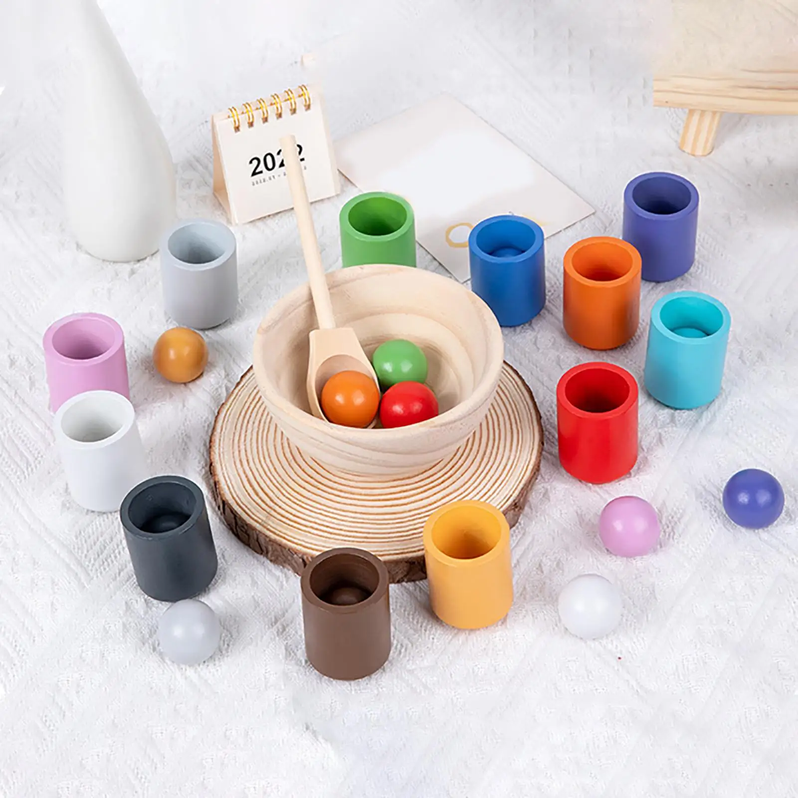 

Balls in Cups Montessori Toy Preschool Learning Game Sorter Game