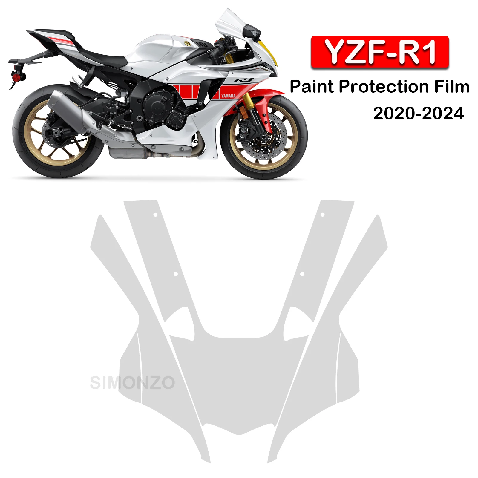 R1 PPF Fits YZF R1 Paint Protection Film For Yamaha YZF-R1 Transparent Motorcycle TPU Ultra-Thin Anti-scratch Parts 2020-2024