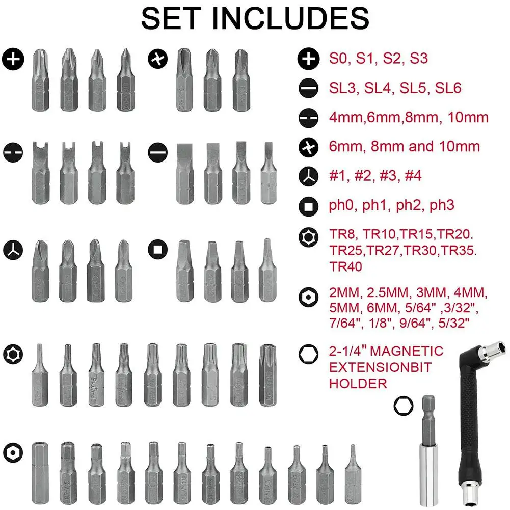 

33pcs Screwdriver Bit Set Hexagonal, Square, Diamond, Flat-head Screwdriver Drill Bit Set Professional Hand Tools