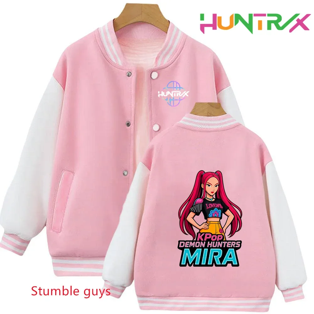 

New boy's sports shirt with cartoon print Kawaii 3-12 year old girl casual top - K-pop Demon Hunters children's baseball outfit