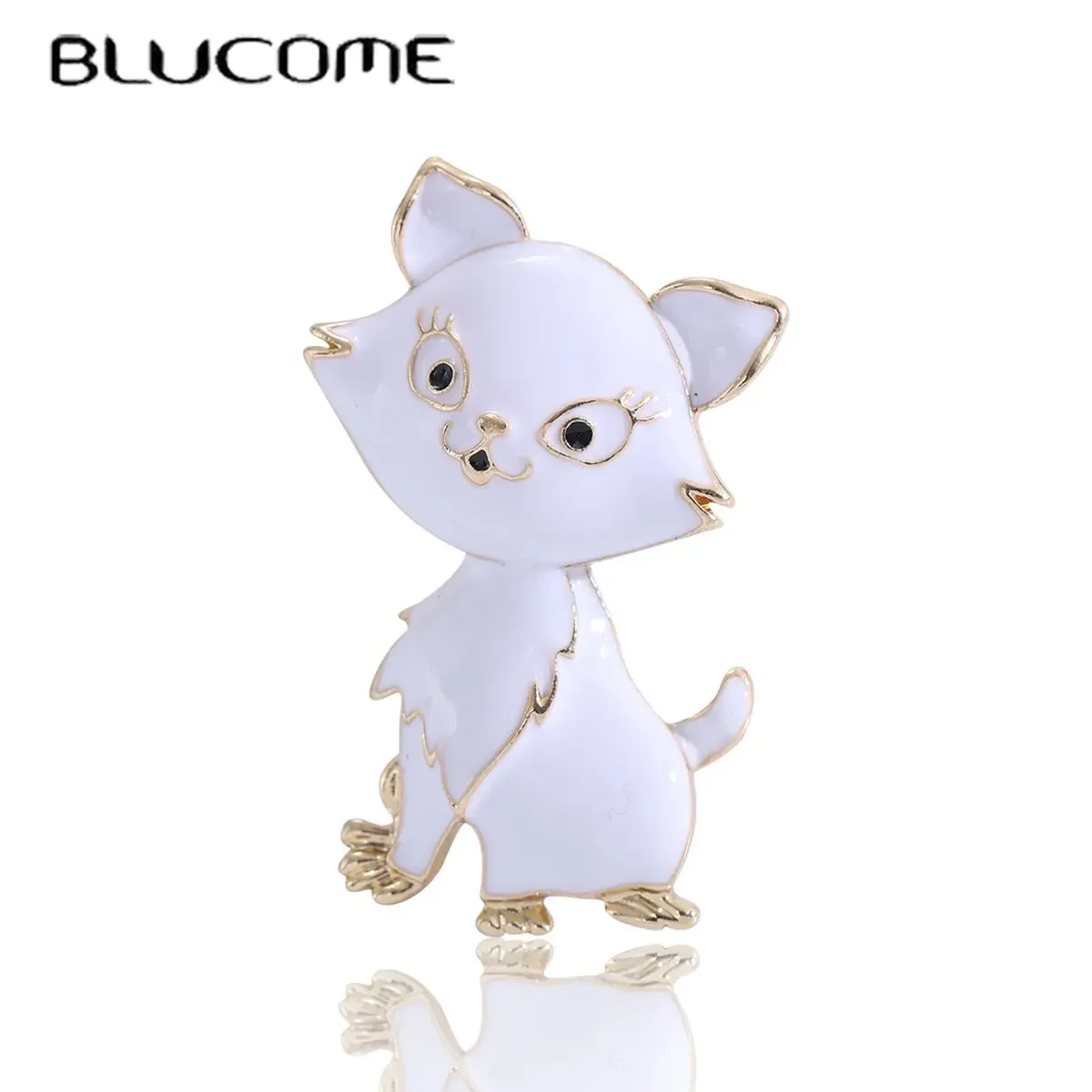 

BUCOMEBlucome Lovely Sitting Cat Brooches for Women White Pink Animal Pets Party Causal Pins Jewelry Fashion Gifts