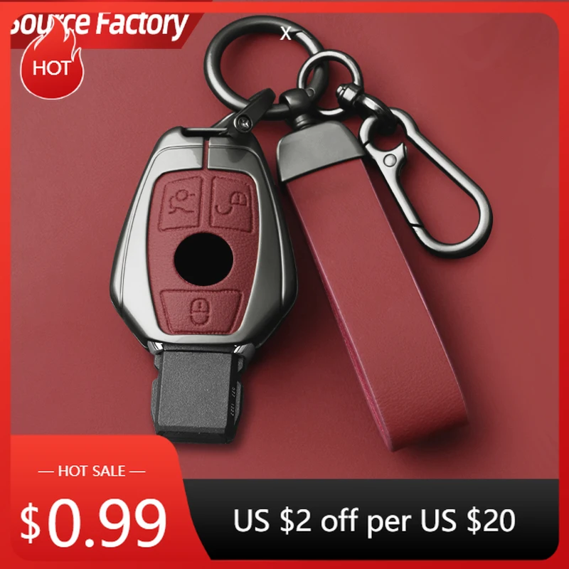 

Автомобильные наклейки, чехол для ключей из цинкового сплава, кожаный корпус для Mercedes Benz CLA GLA GLC GLK W176 W463 W251 A B C E S Class W