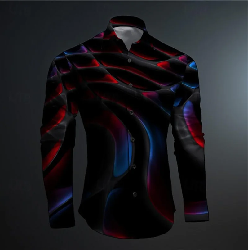 Men\'s Shirt Pattern Lapel 3D Print Outdoor Street Long Sleeve Printed Button Clothing Fashion Designer Casual Breathable