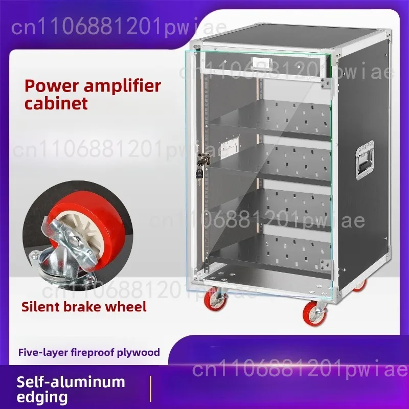 

Power Amplifier Cabinet 8U/12U/16U Home KTV Audio Cabinet Chassis Rack Stage Air Case Mobile Cabinet with Front Transparent Door