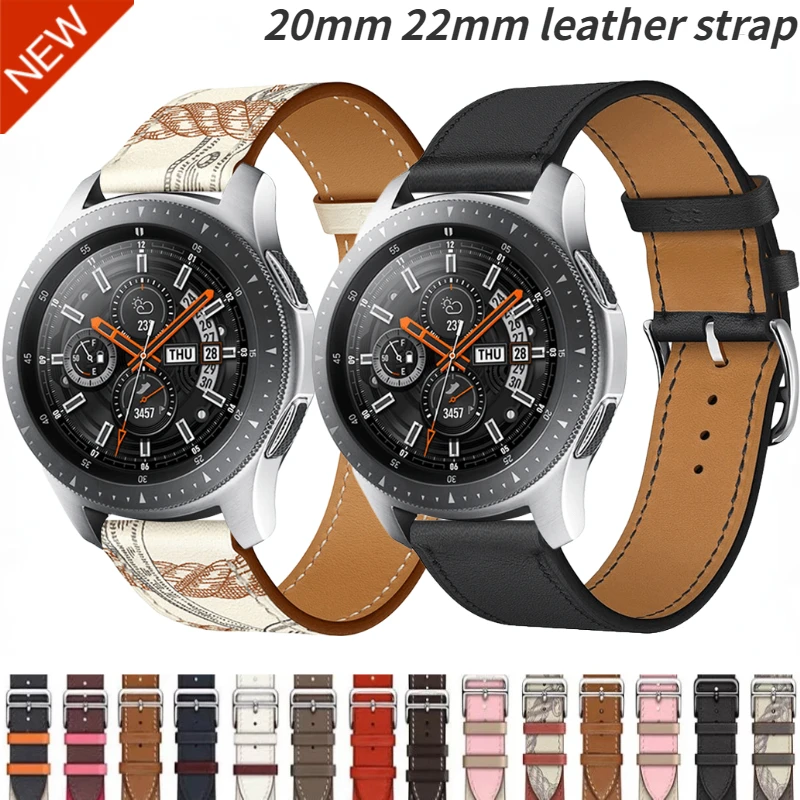 

22mm 20mm Leather Strap For Samsung Galaxy 6/4/5/4 classic Bracelet band Gear S3 Frontier/ Huawei watch 2/3 Pro Amazfit GTR belt