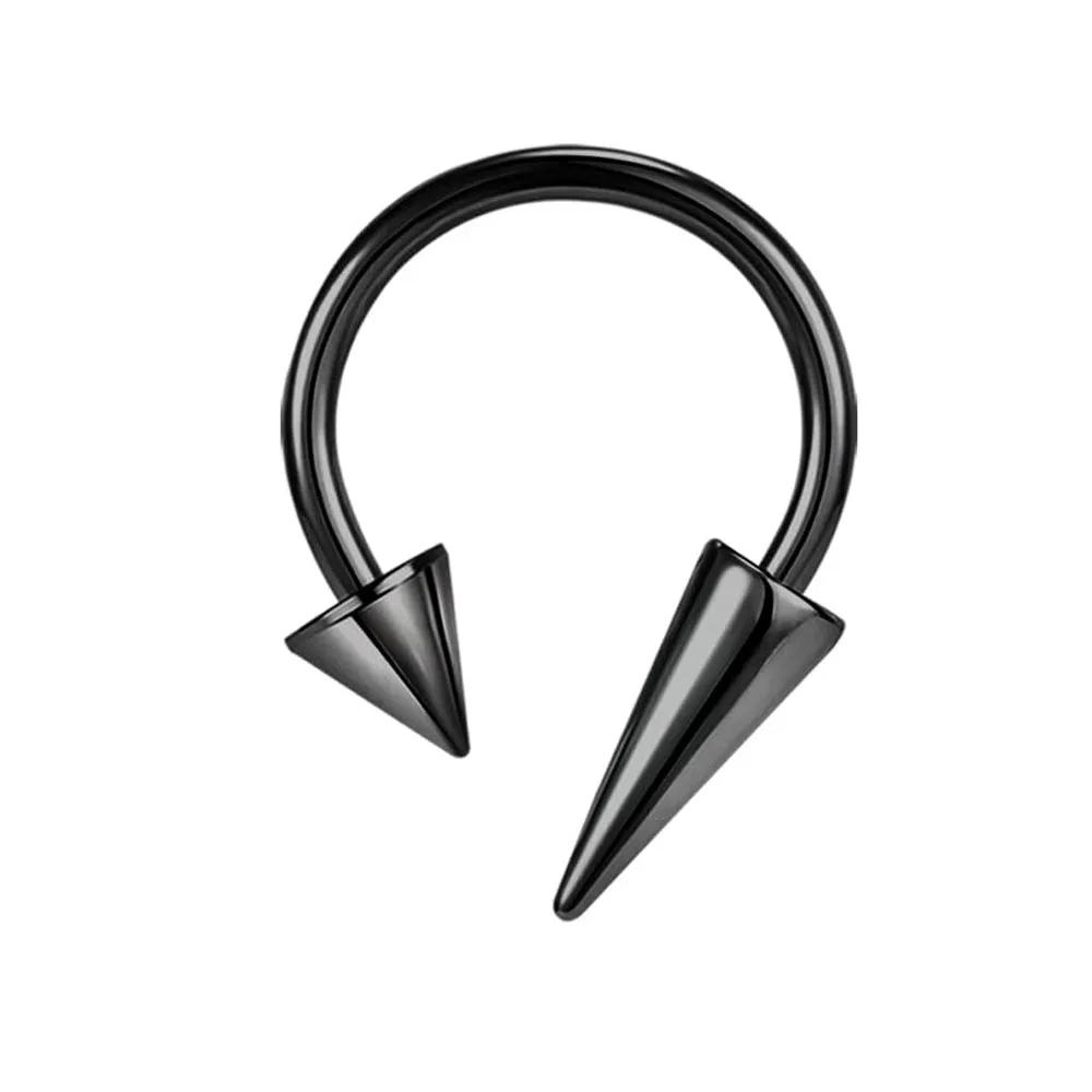 

1Pcs Black Spike Septum Rings 16G Surgical Steel Piercing Jewelry Vertical Snake Bite Jewelry Lip Rings for Women Men 8mm/10mm