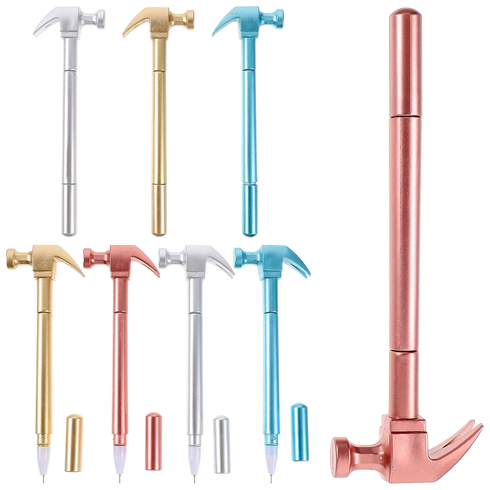 8 قطع من أقلام المطرقة الكرتونية، قلم حبر جل، غطاء بلاستيكي، تصميم مريح ومريح، هدية كتابة للطلاب #2