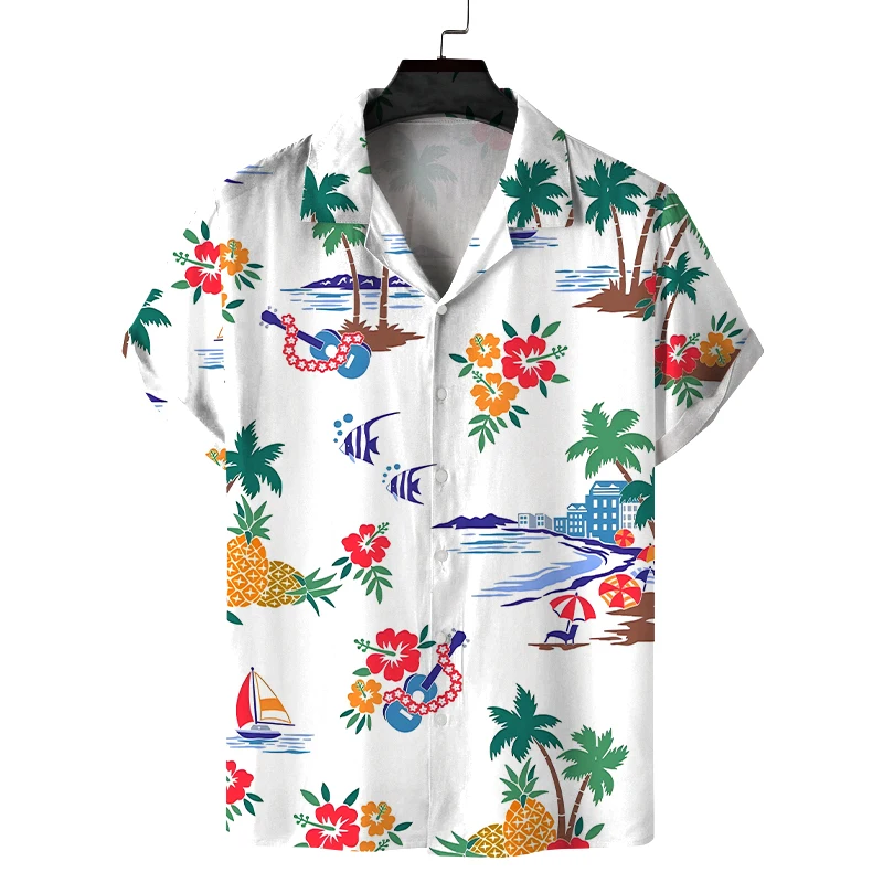 Новая летняя мужская рубашка с короткими рукавами в гавайском стиле для отдыха и поездок на работу, модная универсальная индивидуальная мягкая ткань