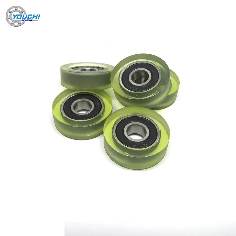 5pcs 10x35x11 Polyurethane Bearing Pulley Wheel PU600035-11 OD 35mm PU Coated Roller 10*35*11 Urethane Covered PU6000 Bearing