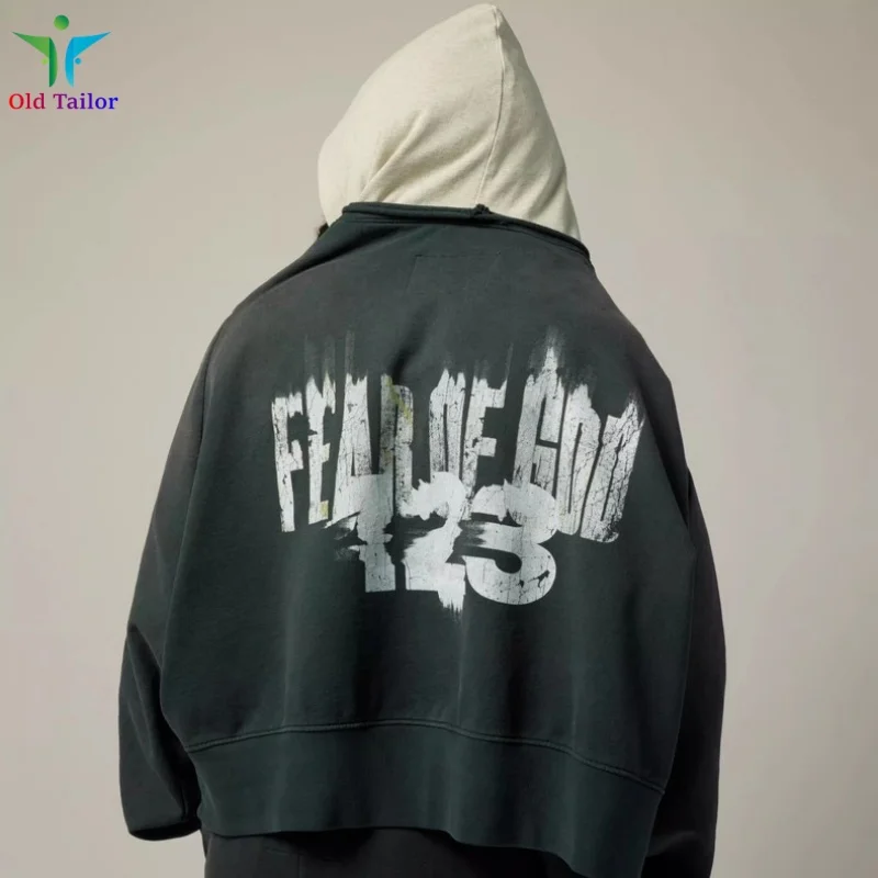 FOG RRR123 INRI Colorblocking Printing Letters Hoodie Sweatshirt Fall Winter Fashion High-end Vintage Hoodie Pullover