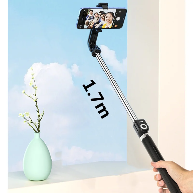 

1.7M New Foldable Wireless Long Large Size Bluetooth Selfie Stick Tripod With Bluetooth Snap Monopod Fill Light For iPhone 14