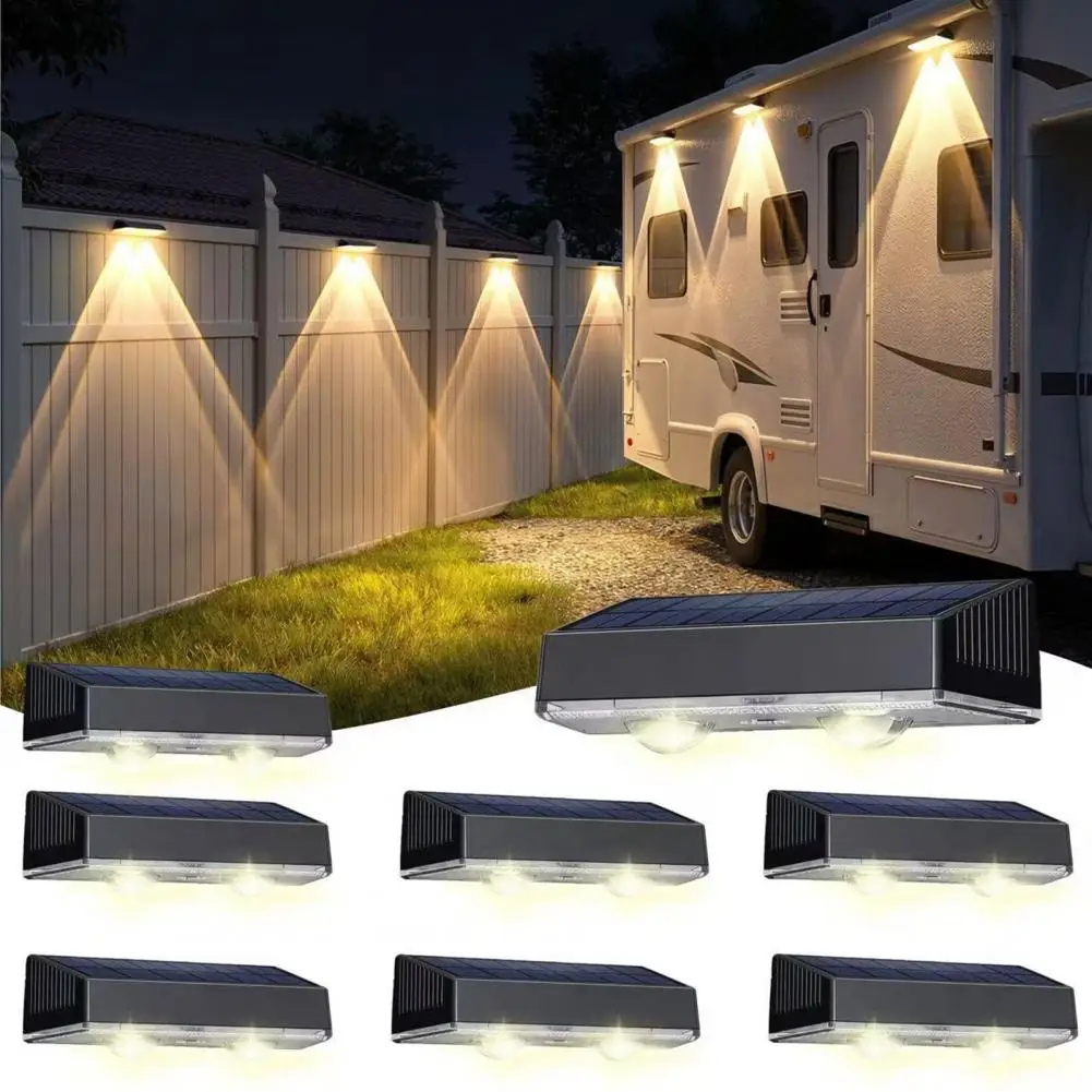 Magnetic Solar Wall Wash Light Waterproof Outdoor Fence Lamp with RGB & Warm White 12H Battery Easy Mount Solar Pathway Lighting