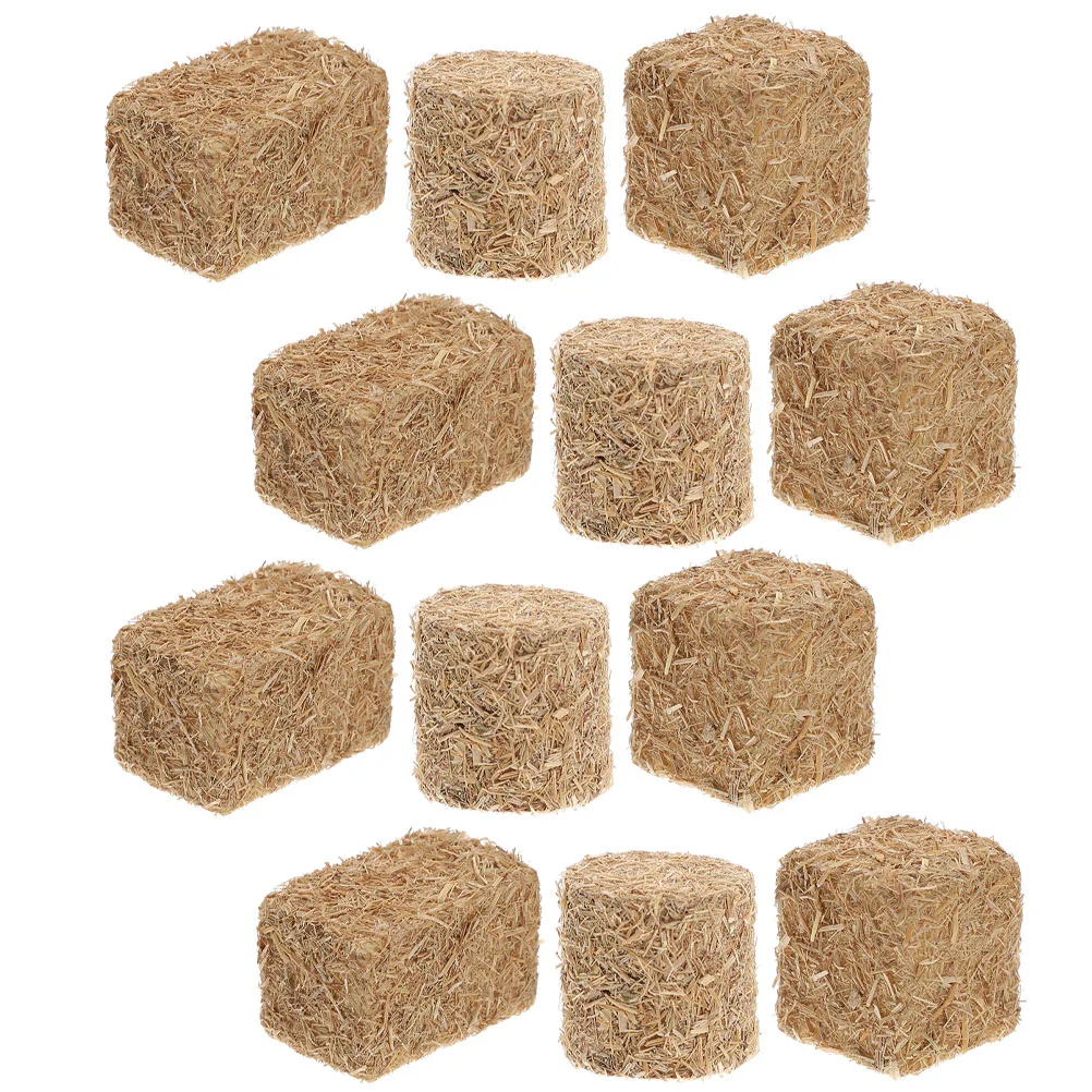 12 Pcs Mini Haystack Model Decorative Fake Bales Set for Garden Scene Adornment Farm Accessories Autumn Atmosphere