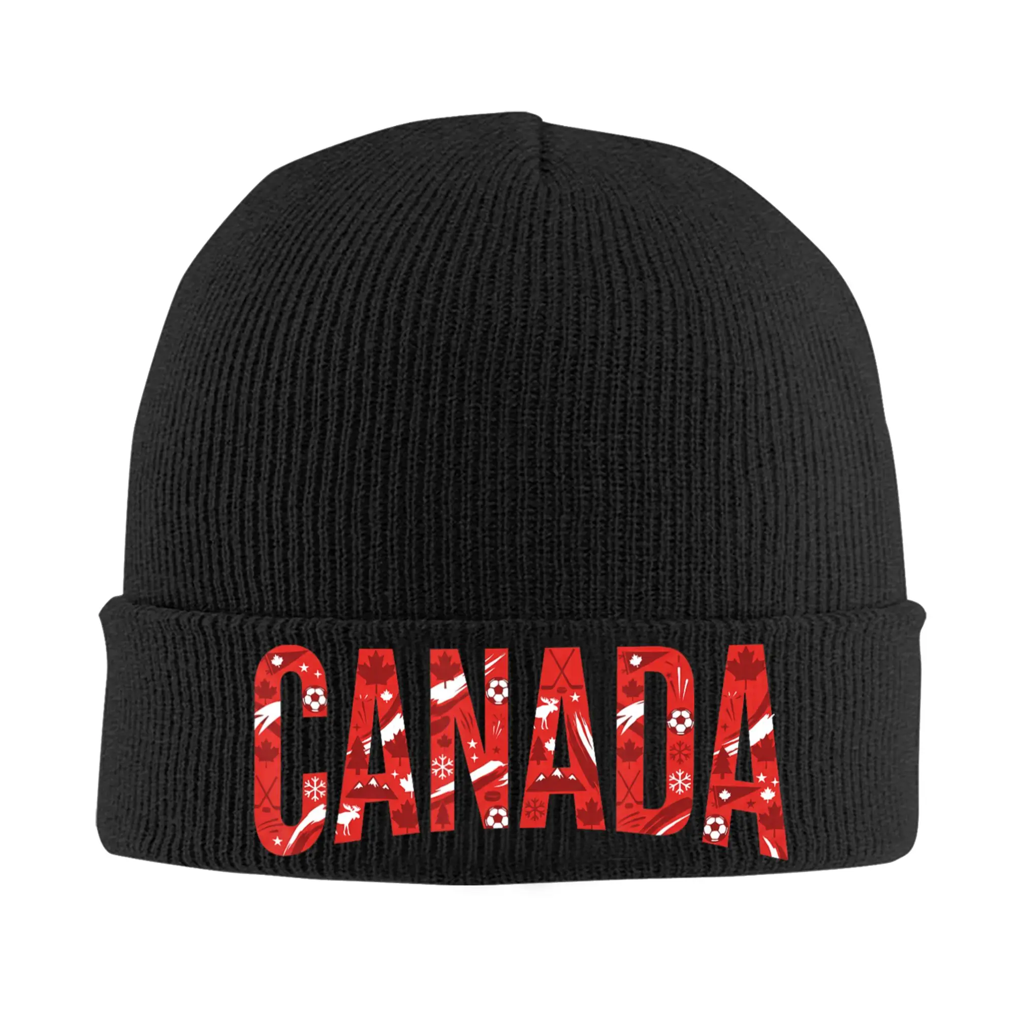 Canada Canadian Flag Maple Knitted Hat for Women Men Beanies Autumn Winter Hat Acrylic  Warm Cap