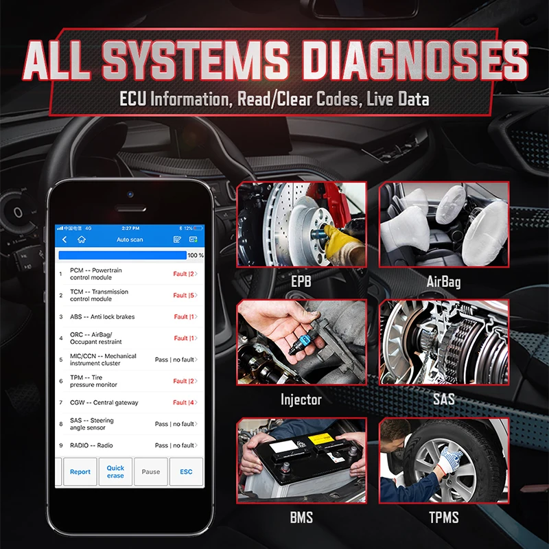 

AP200 OBD OBD2 Scanner Bluetooth Code Reader OBDII ALL Systems Diagnostic Tools 19 Service Car Diagnosis PK MK808BT