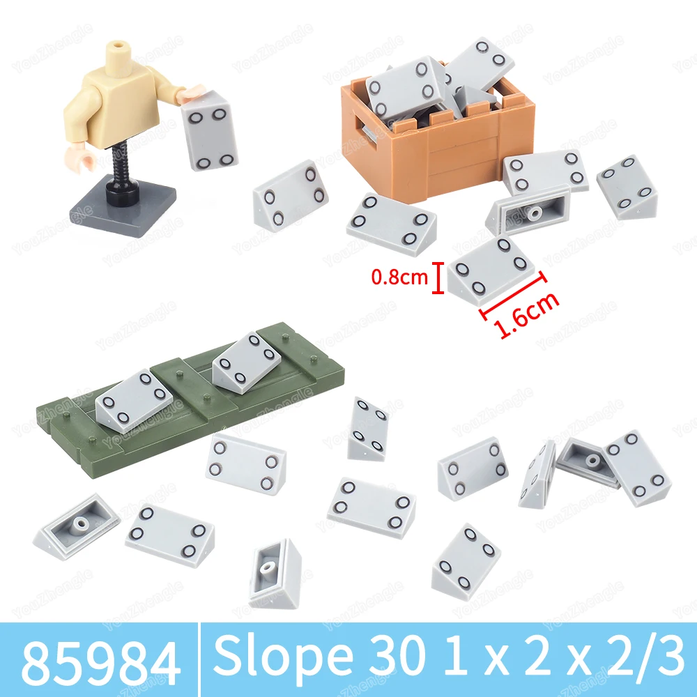 85984 Printed Steel plate rivet pattern Building Block Inclined surface 1x2 Component MOC Figures Tank Scene Model Gift Diy Toys
