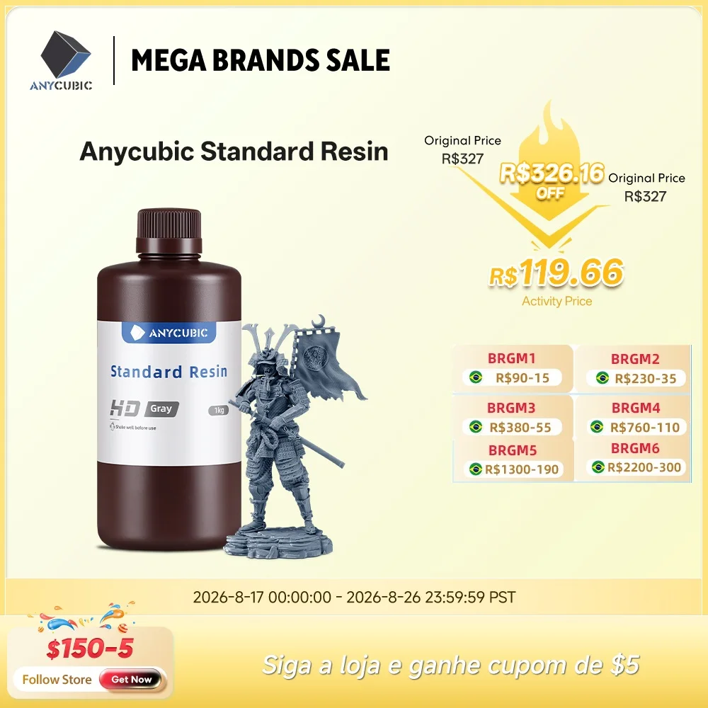Resina UV ANYCUBIC para impressora 3D Fotopolímero líquido 405nm Resina padrão Materiais de impressão de impressora 3D para LCD Photon Mono