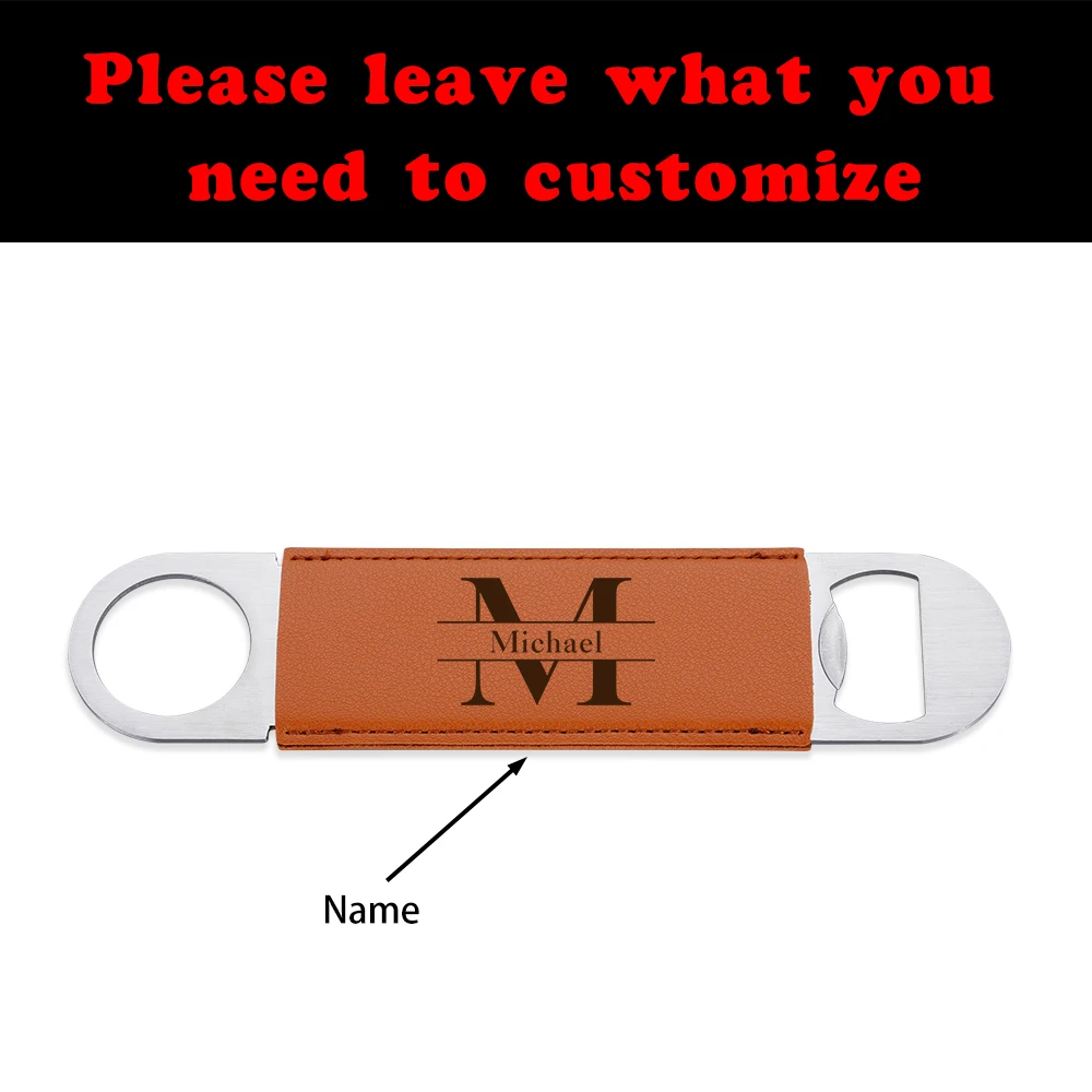 Custom Leather Bottle Opener Engraved Name Beer Opener Personalized Wedding Gifts for Husband Groomsmen Bar Logo Wine Opener