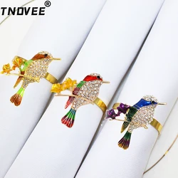 Rhinestone Bird Tree Branch Anéis de guardanapo Beija-flor Animal, Hoder para o Natal, casamento, Dinner Party Decor, 20pcs