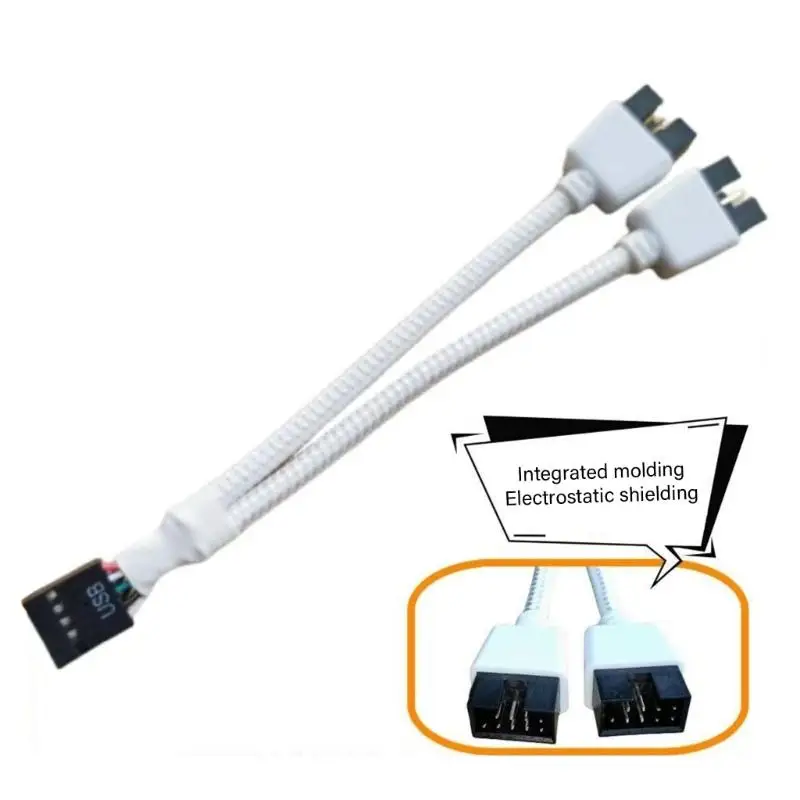 

Y1UB Double Port USB 9Pin Splitter Cable With Protections Enhances PC Performances