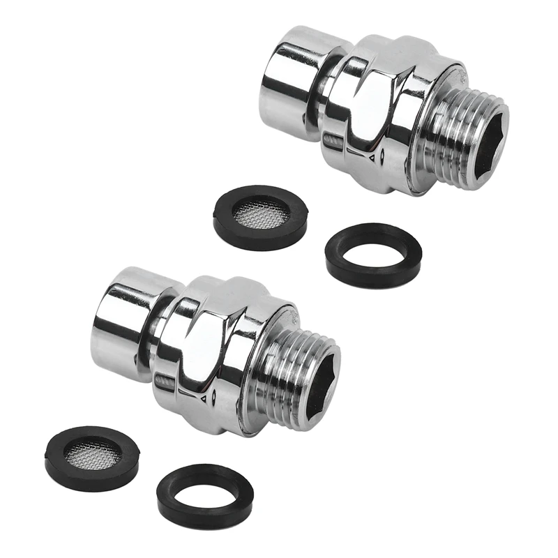 2X Brass Chrome Ball Joint Shower Arm Head Angle Adjustable Swivel Adapter