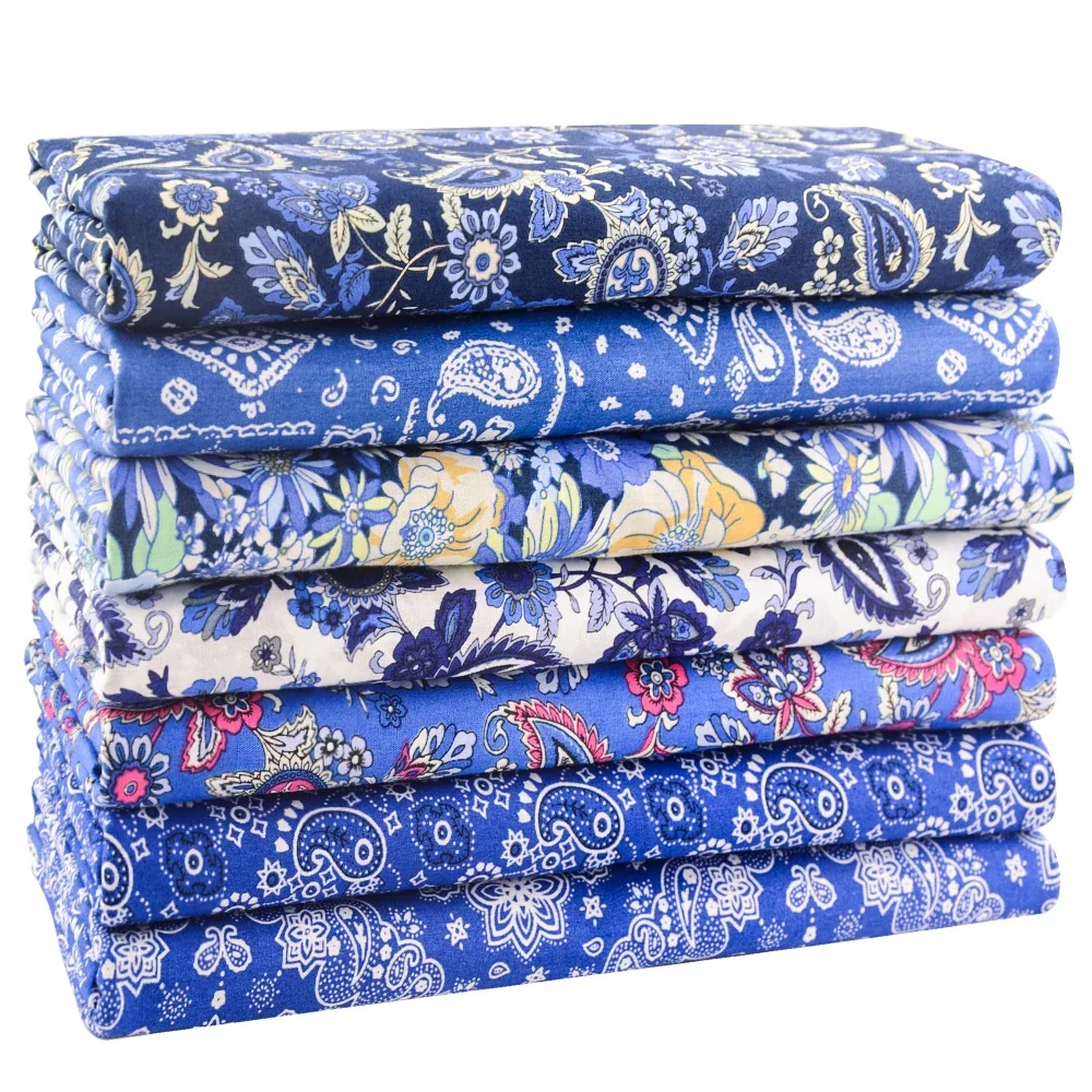 Popeline-Baumwollstoff für Handarbeiten, Patchwork, Paisley-Scroll, Fat Quarter, bedruckt, DIY, Nähen, Handwerk, Quilten, 5–7 Stück – Detail 1